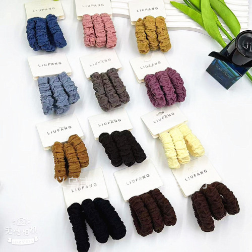 新款3根吊卡毛巾圈 加粗无接缝不伤发发圈扎高马尾丸子头皮筋批发