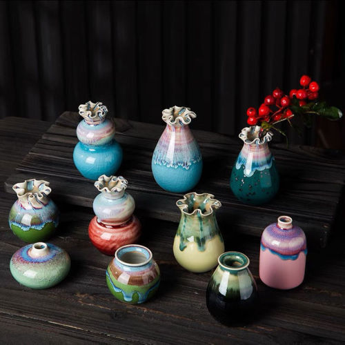 景德镇陶瓷小花瓶卧室客厅水培花瓶摆件餐厅酒店插鲜花干花装饰品