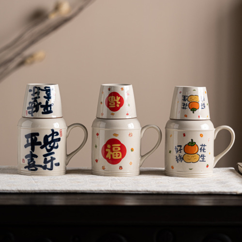 汝窑万花小暖壶家用带盖马克杯子大容量陶瓷暖手瓶办公泡茶壶茶杯