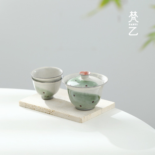 梵乙侘寂风粗陶茶杯茶碗粉引化妆土公道杯匀茶器家用古朴陶瓷茶具