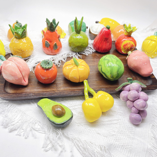 景瓷恋文创陶瓷水果摆件学校摆摊小商品苹果柿子茶宠迷你工艺品