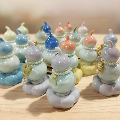 网红同款景德镇陶瓷旋转小摆件结晶釉迷你小葫芦高颜值福禄摆件