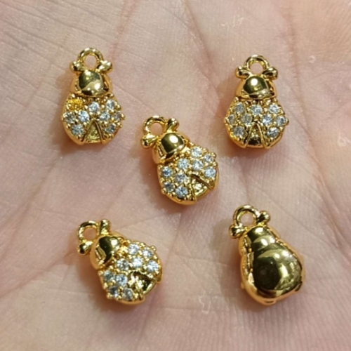 真金白锆甲虫吊件