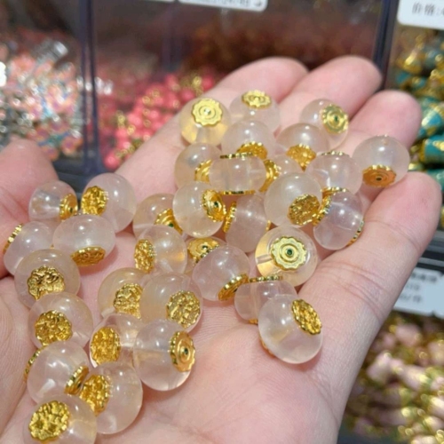 天然粉晶平安扣滴溜