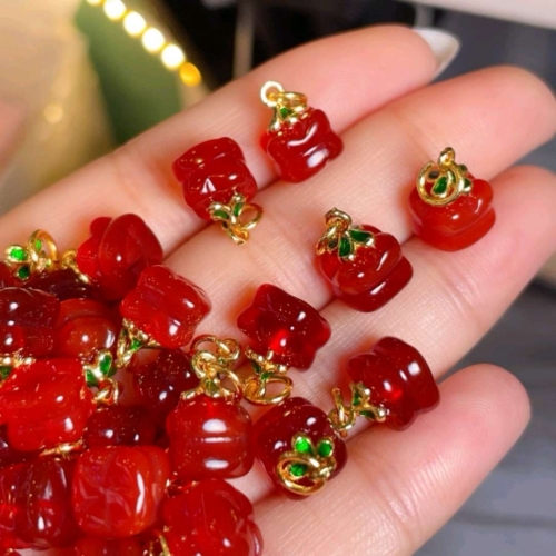 天然玛瑙柿子滴溜