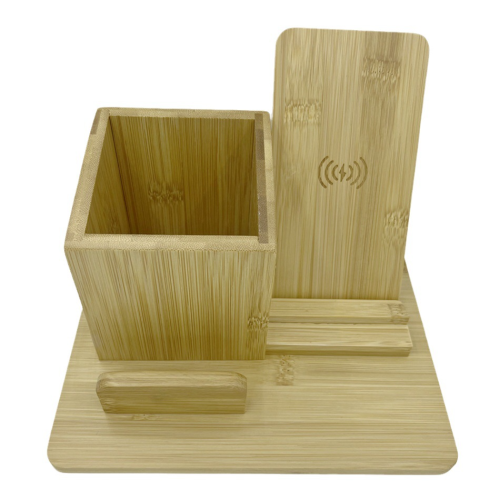 multifunctional bamboo wireless phone charger 15w pen holder mobile phone holder for apple samsung huawei