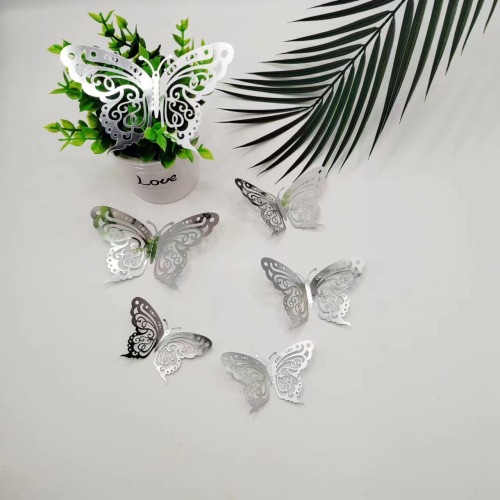 跨境3D立体镂空蝴蝶墙贴卧室仿真蝴蝶装饰家居装饰生日派对装饰贴