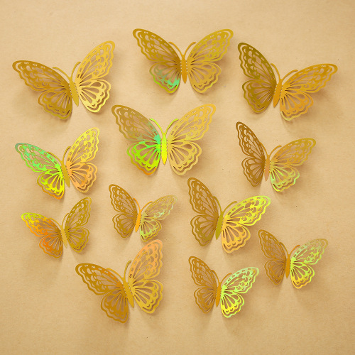 亚马逊外贸3D立体蝴蝶墙贴蛋糕气球装饰配件婚礼节日派对装饰用品