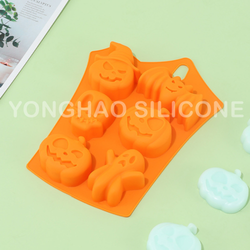 factory direct supply silicone cake mold 6-hole halloween ghost festival doll pumpkin skull holiday diy baking mold