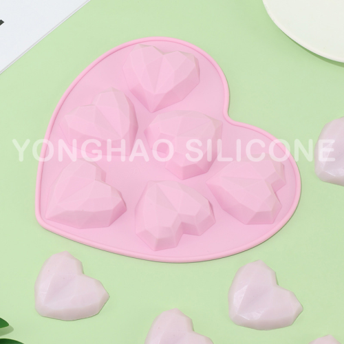 amazon cross-border silicone food grade diy heart-shaped diamond valentine‘s day holiday cake mold pastry steamed cake mold
