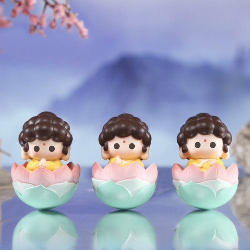 小佛祖不倒翁摆件 卡通创意设计桌面树脂工艺品萌趣公仔摆件批发