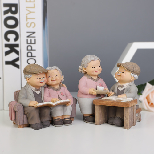 ins老头老太摆件酒柜家居装饰品金婚纪念日礼品老人礼物礼盒