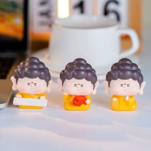 可爱卡通情绪稳定佛祖小摆件冰箱贴车载树脂工艺品客厅桌面装饰品