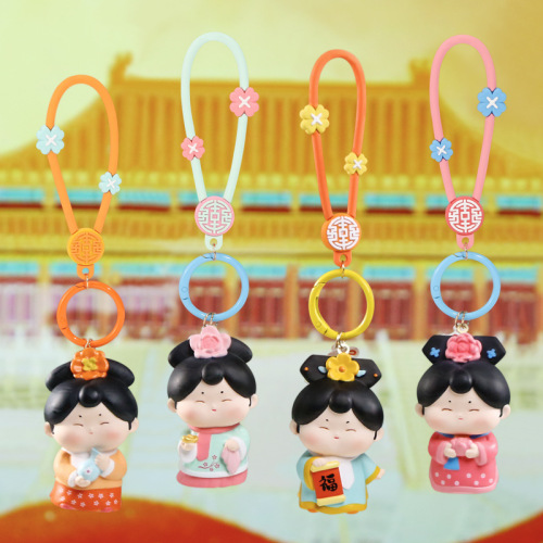 卡通可爱糖格格钥匙扣 中国风萌趣糖格格钥匙扣背包挂件挂饰批发