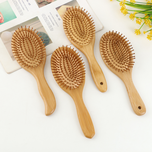 楠竹斑马竹大方椭圆气垫顺发按摩梳直发梳子高弹力气囊梳竹木梳