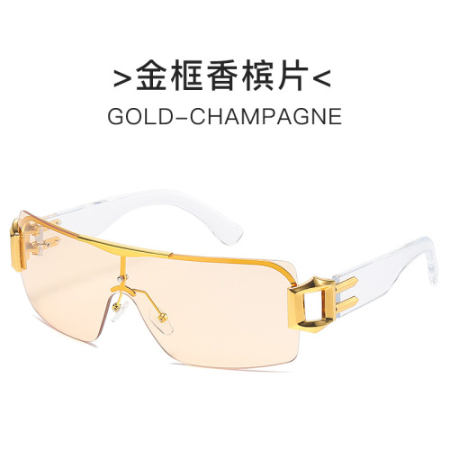 2023新款链条无框太阳镜女Y2K朋克运动太阳眼镜男彩色时尚眼镜