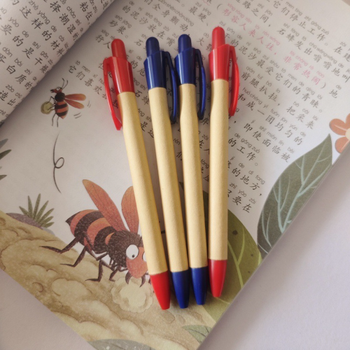 Press pen design leaf pen clip ballpoint pen environmenta