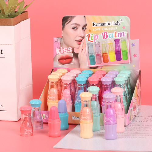 跨境新品卡通水果味润唇膏 变色不沾杯不掉色口红保湿防干裂唇膏