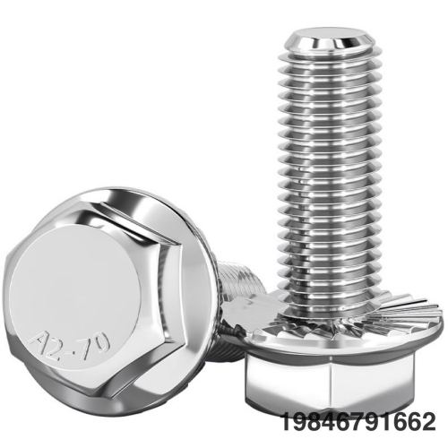 304不锈钢外六角法兰面螺栓带垫花齿纹防滑螺丝钉M5M6M8M10M12