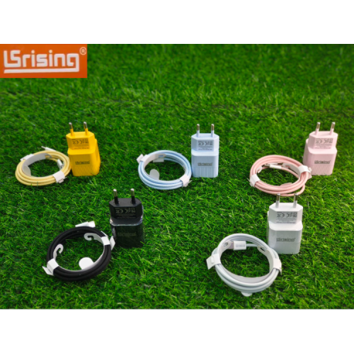 欧规 马卡龙色充电器套装 25W快充充电头配闪充TYPE-C数据线