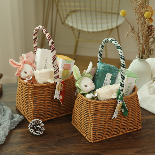 创意藤编手提礼品盒结婚伴娘伴手礼盒生日节日婚庆礼物包装盒批发