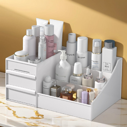 大容量化妆品护肤品收纳盒桌面整理架带抽屉整理梳妆台轻奢首饰架