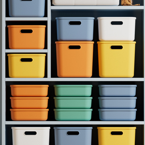 收纳盒桌面带盖塑料杂物零食化妆品盒子长方形收纳筐储物盒整理箱