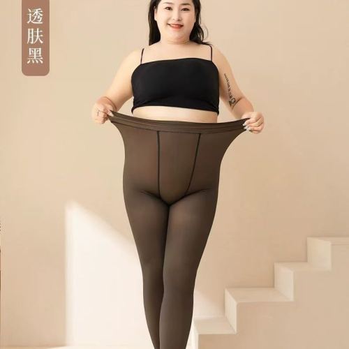 外贸款加肥加大富姐裤黑透肤假透肉不掉档打底连裤袜黑丝袜