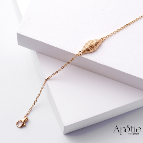 Apotie欧珀谛牛角包包设计感k金色S925银手链时尚大气 S00080