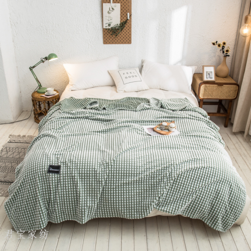 毛毯经典条纹格子魔法绒单层双面绒午休毯居家沙发毯法兰绒毯子