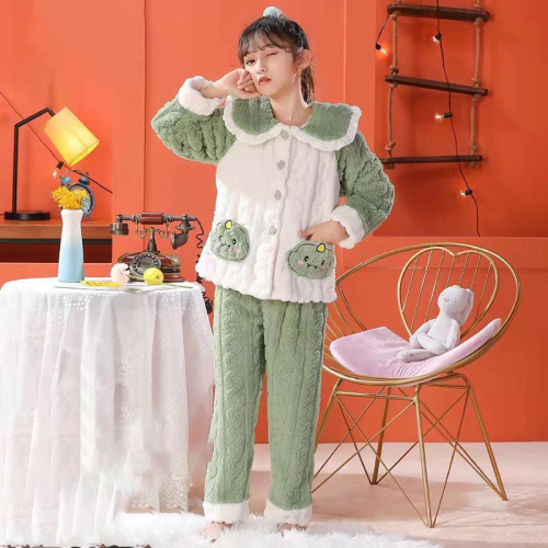 儿童冬季居家服儿童长毛提花睡衣套装多色多图案睡衣出口批发外贸