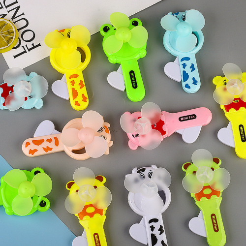 cute mini hand pressure fan children handheld cartoon double leaf toy animal fan student manual shake little fan
