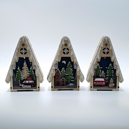 圣诞装饰品圣诞木屋挂件 diy可发光创意雪景圣诞节桌面小摆件挂饰