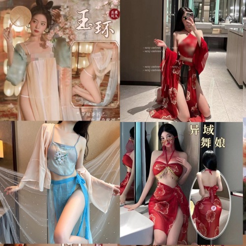 国潮情趣内衣纯欲性感舞姬床上诱惑制服汉服抹胸肚兜免脱套装组合