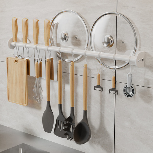 免打孔厨房挂杆墙上壁挂置物架刀具锅盖锅铲汤勺子抹布挂架收纳架