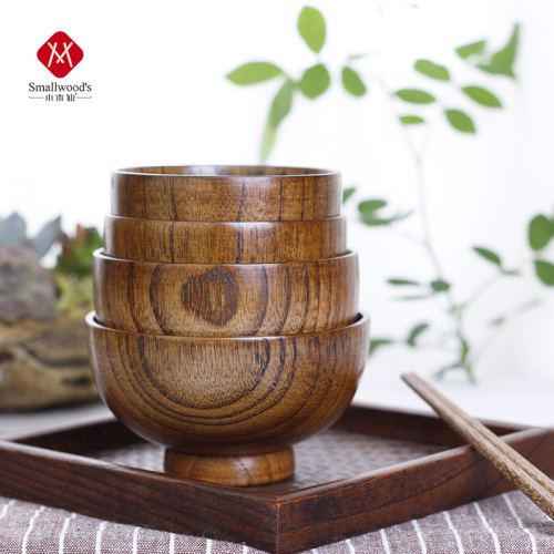@庆余年同款 天然原木餐具条纹饭碗酸枣木日式木碗日韩碗 泡面碗
