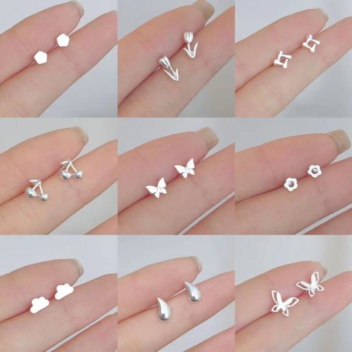 925 silver stud earrings for female students minority simple design high-grade earrings 2023 new trendy ins style earrings
