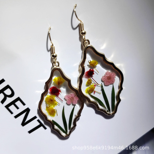 europe and america cross border retro new plant dried flower earrings for women special-interest design high-grade light luxury earrings eardrops charm