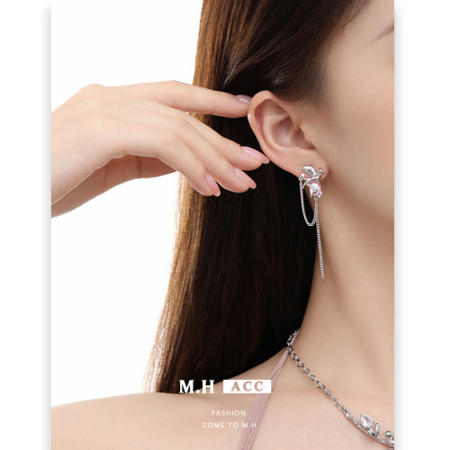 long tassel pink zirconium bird earrings wholesale summer high sense original design earrings fashionable and versatile earrings women