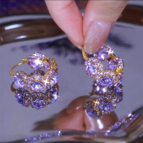 temperament entry lux style earrings summer high sense ear clip female summer purple zircon earrings 925 sterling silver earrings