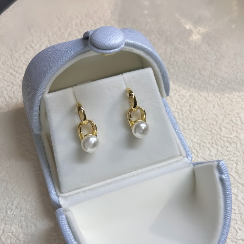 unique double buckle design pearl earrings for women new fashion personality summer high-grade non-allergic anti-fading earrings