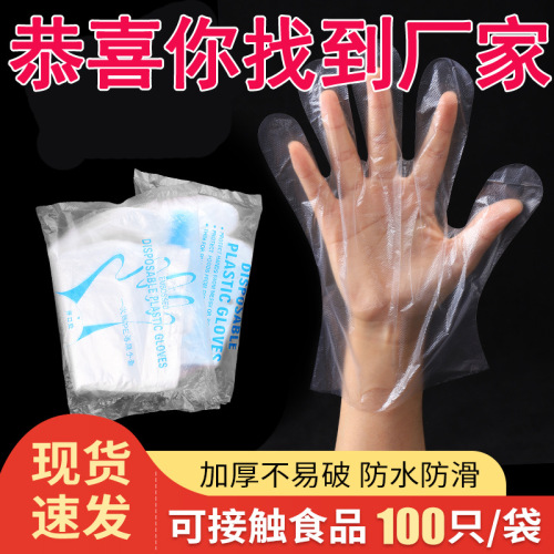 一次性手套透明餐饮外卖商用美容美发烧烤烘焙家用厨房塑料PE薄膜