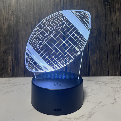 跨境电商货源橄榄球3d小夜灯七彩led亚克力灯usb触摸遥控16色台灯
