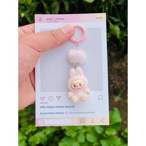 拉布布labubu公仔搪胶飞天小女警等手机挂件钥匙扣手作diy