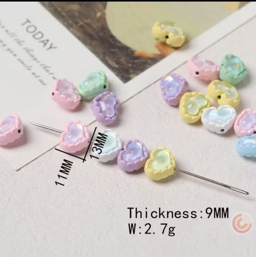 双通爱心心形锆石珠子手工diy材料DIY串珠项链手机链手链饰品配件