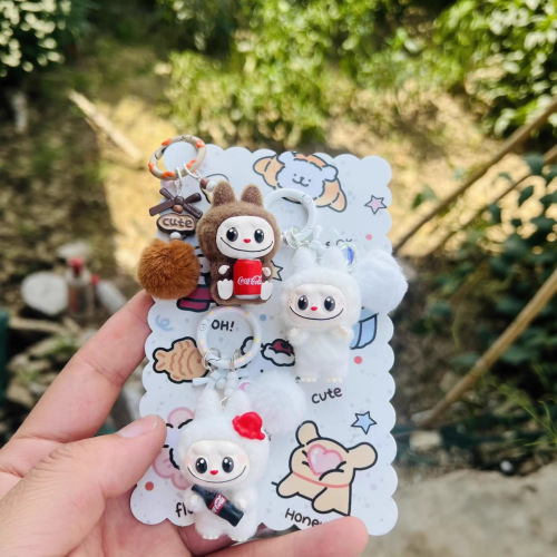 萌粒手作款拉布布LABUBU慵懒瑜伽系列盲盒THE MONSTERS礼物钥匙扣