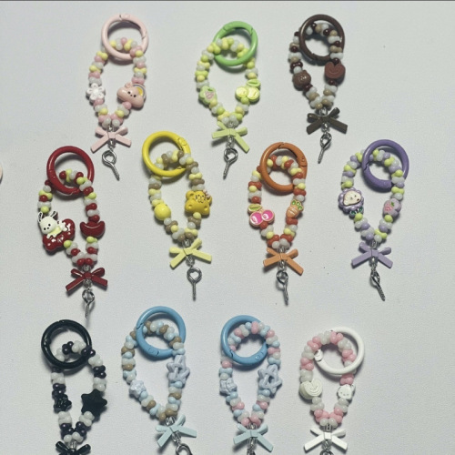 原创多色花生珠锌合金小滴溜DIY短款手机链钥匙链包包挂件吊坠