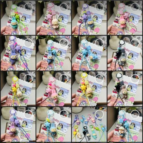 泡泡玛特植绒瑜伽拉布布Labubu包包挂件汽车钥匙扣手机链萌粒礼物