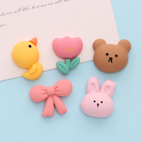 cartoon bear rabbit chicken cream glue phone case resin jewelry accessories diy material package handmade hair clips hair accessories