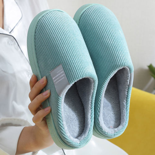 autumn and winter cotton slippers women‘s winter indoor cotton shoes fleece-lined men‘s winter couple household confinement